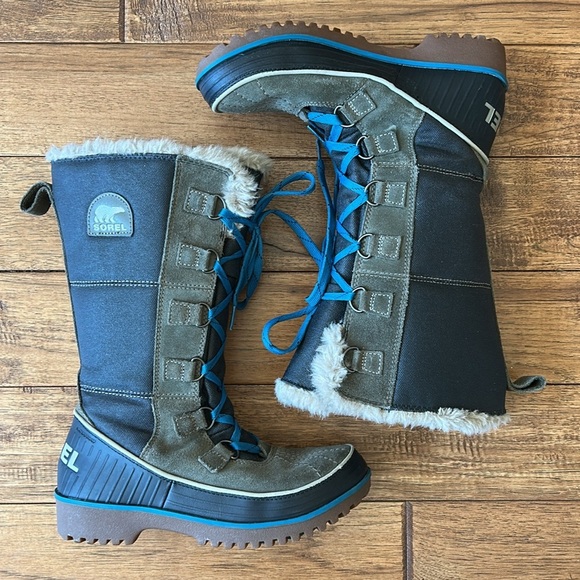 Sorel Tivoli High II Tall Lace Up Winter Snow Boots Faux Fur Suede Size 7 - Picture 1 of 11